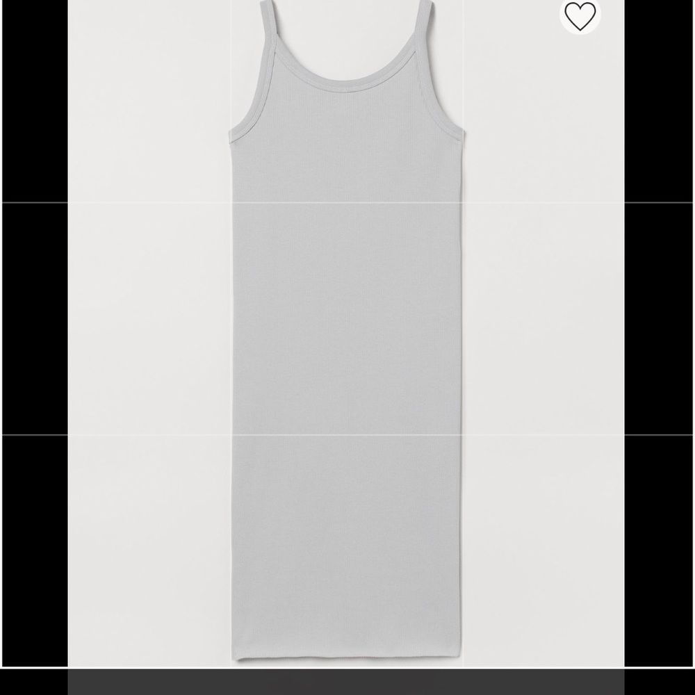 NWT H&M Sleeveless Ribbed Midi Dress Light Grey